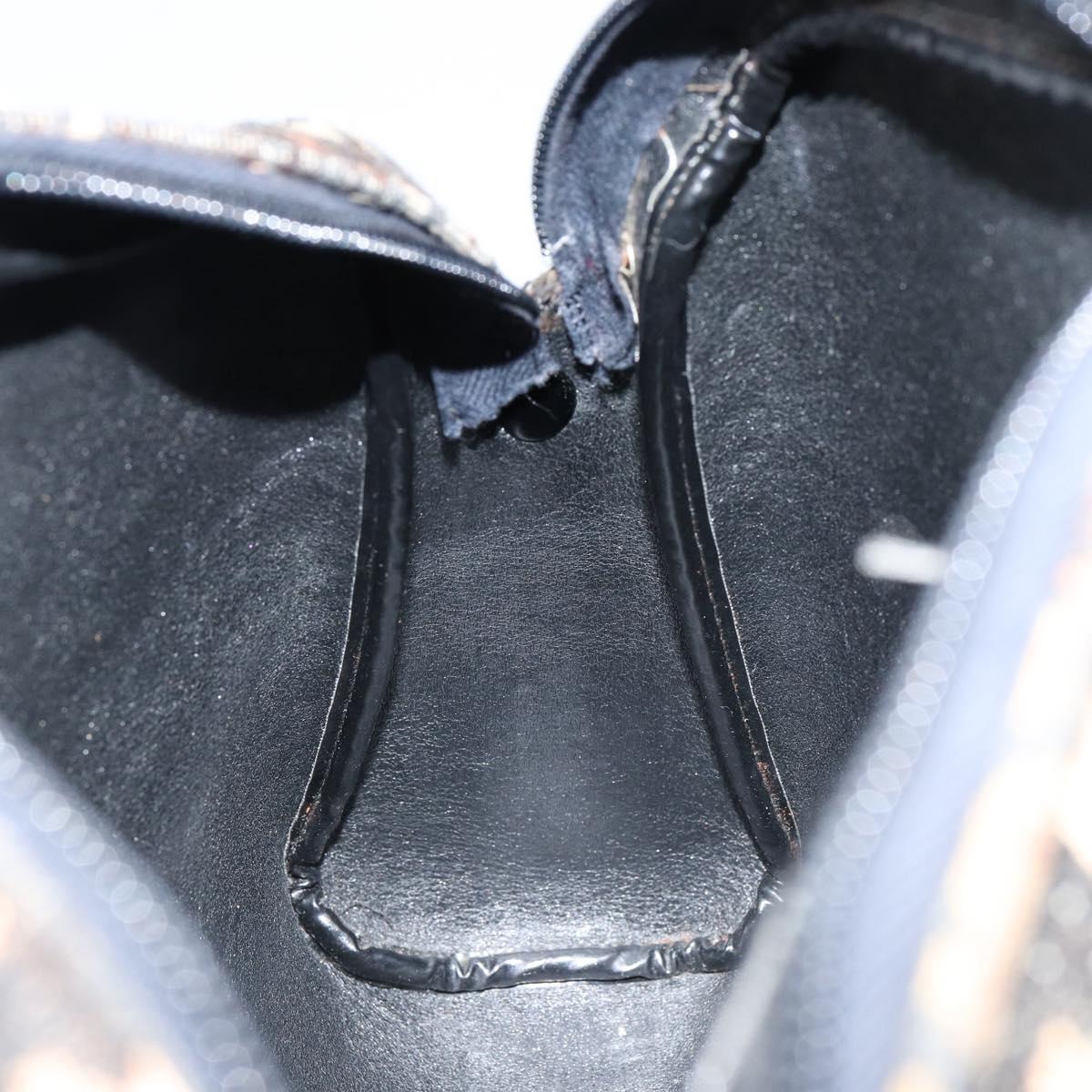 Christian Dior Trotter Canvas Shoulder Bag Black Gold Auth 155999