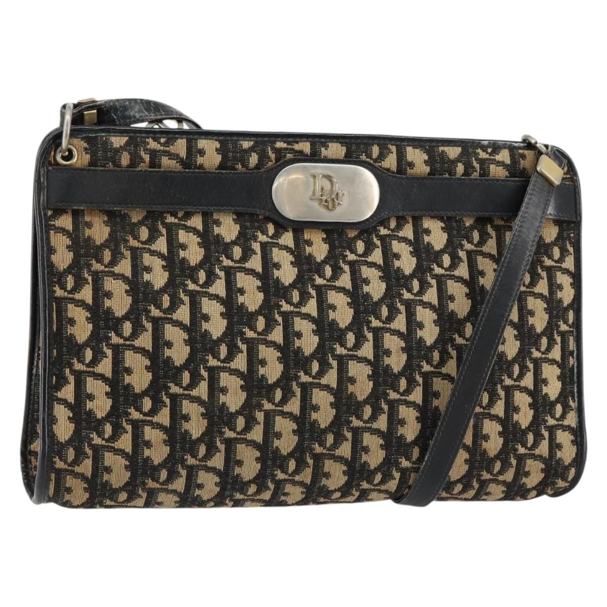 Christian Dior Trotter Canvas Shoulder Bag Navy Auth 156000