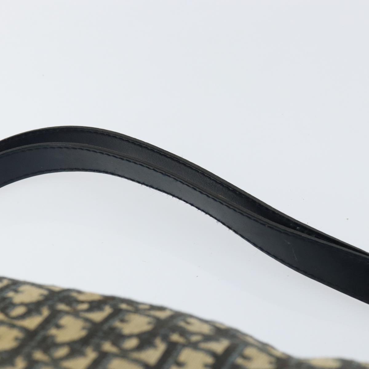 Christian Dior Trotter Canvas Shoulder Bag Navy Gold Auth 156001