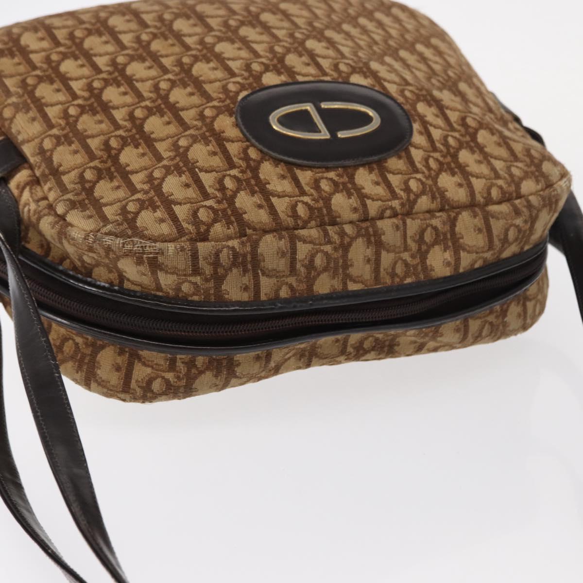 Christian Dior Trotter Canvas Shoulder Bag Brown Auth 156003