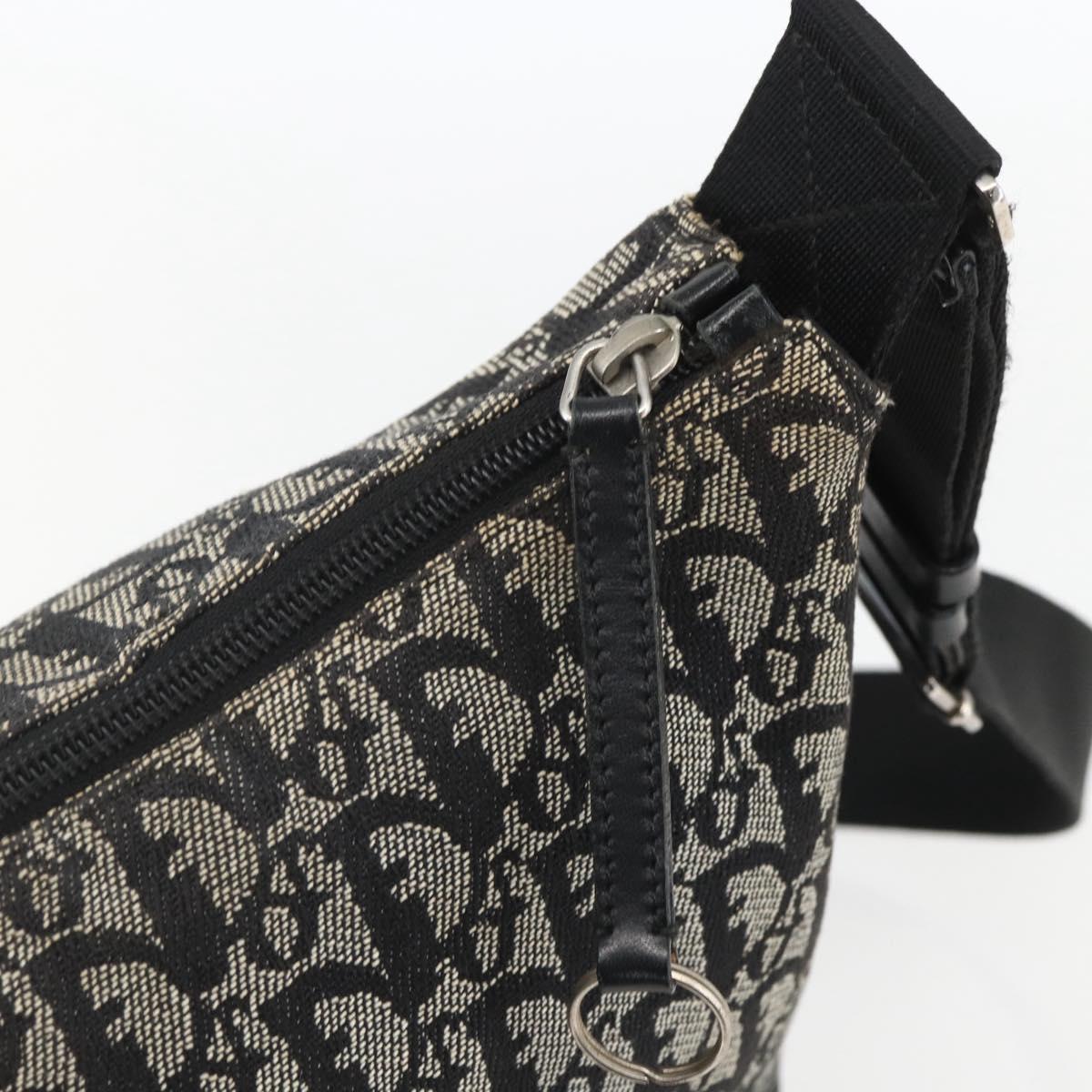 Christian Dior Trotter Canvas Shoulder Bag Black Silver Auth 156004