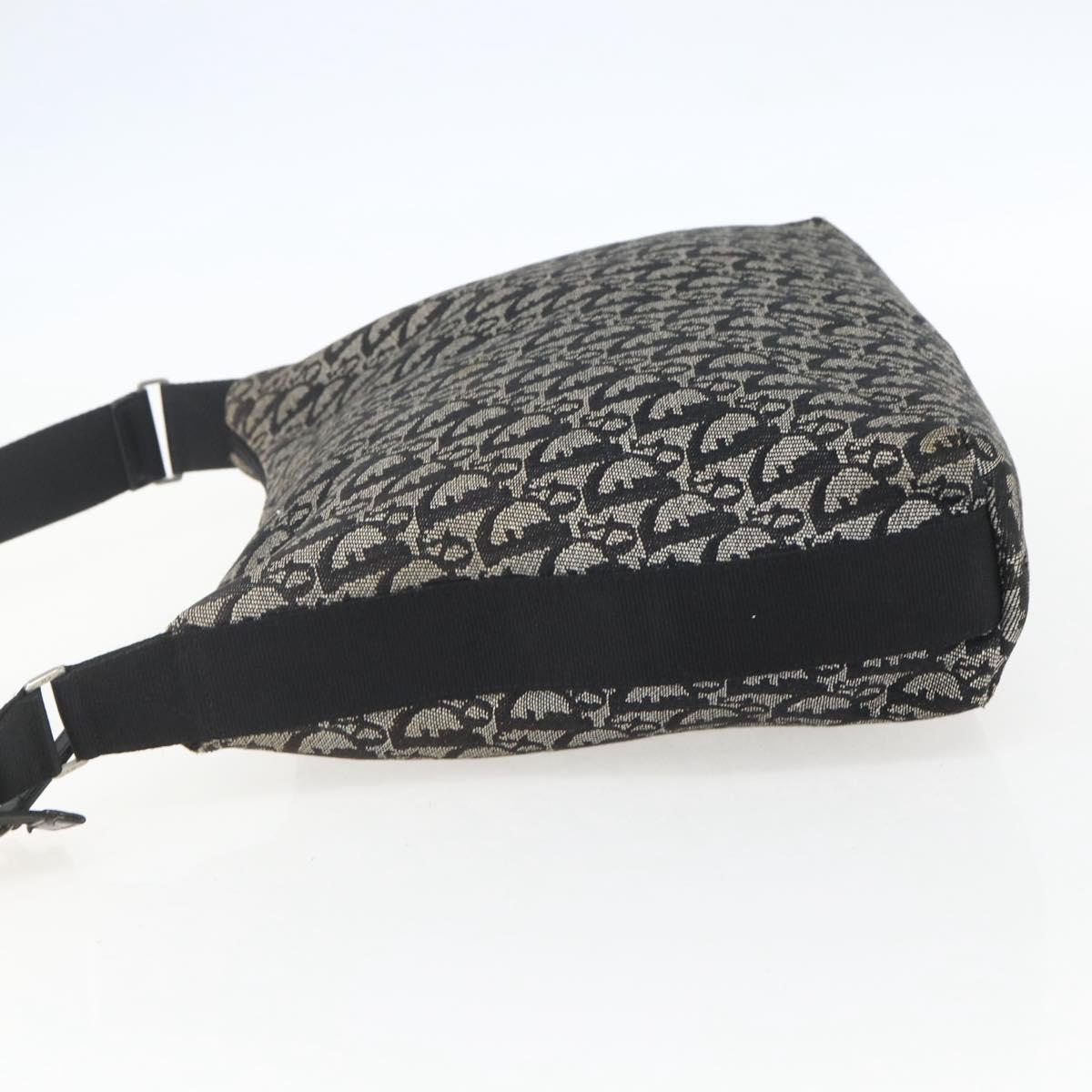 Christian Dior Trotter Canvas Shoulder Bag Black Silver Auth 156004