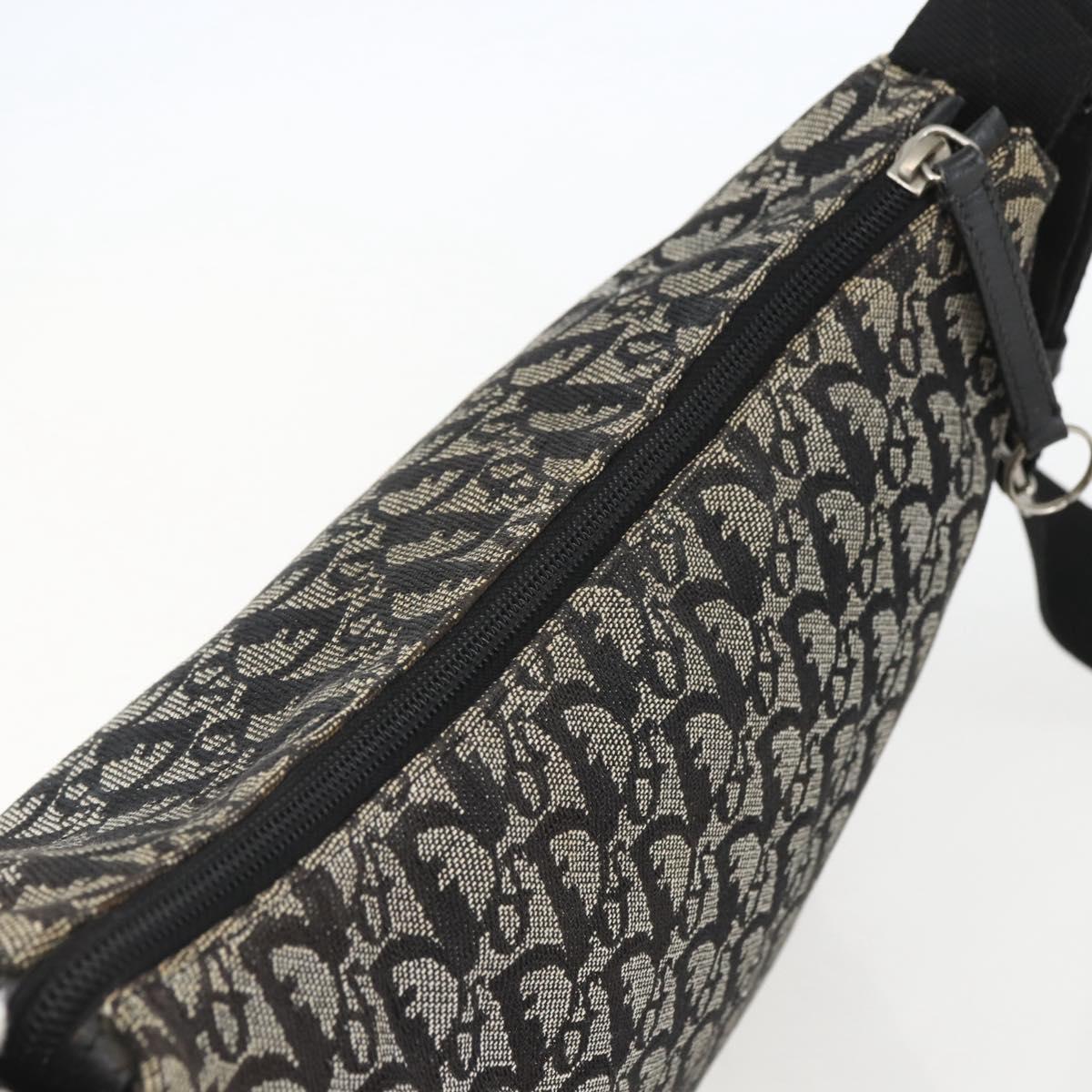 Christian Dior Trotter Canvas Shoulder Bag Black Silver Auth 156004