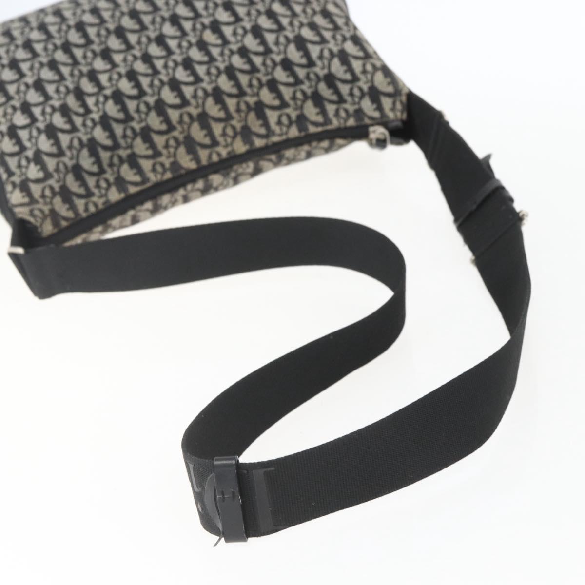 Christian Dior Trotter Canvas Shoulder Bag Black Silver Auth 156004