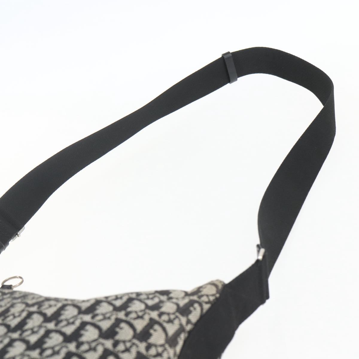 Christian Dior Trotter Canvas Shoulder Bag Black Silver Auth 156004