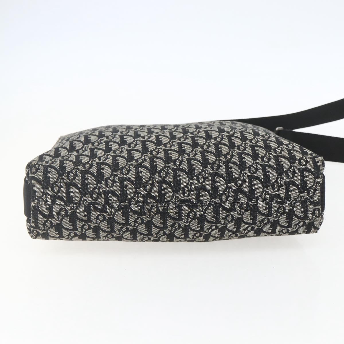 Christian Dior Trotter Canvas Shoulder Bag Black Silver Auth 156004