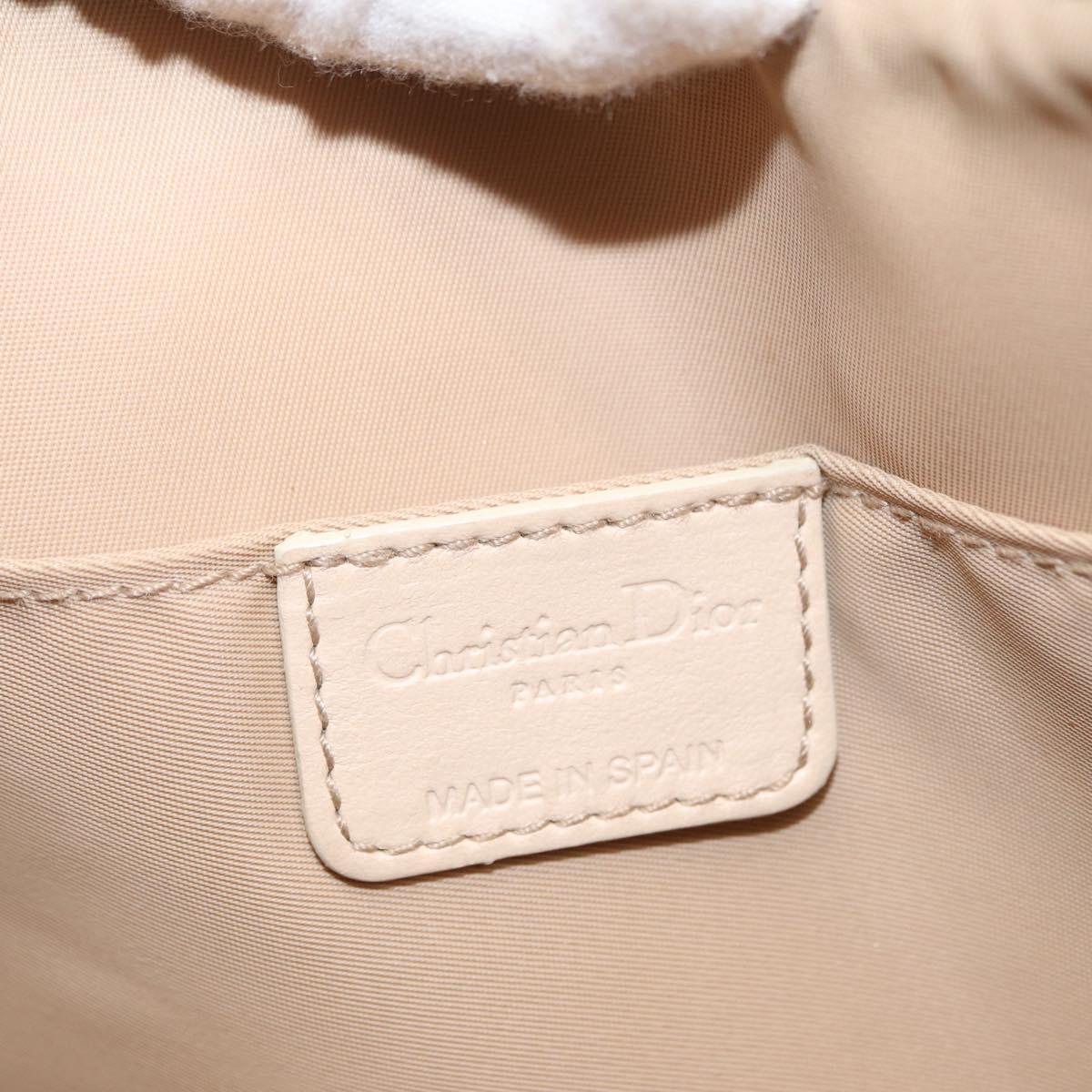 Christian Dior Trotter Canvas Romantic Chain Bag PVC Beige Silver Auth 156005