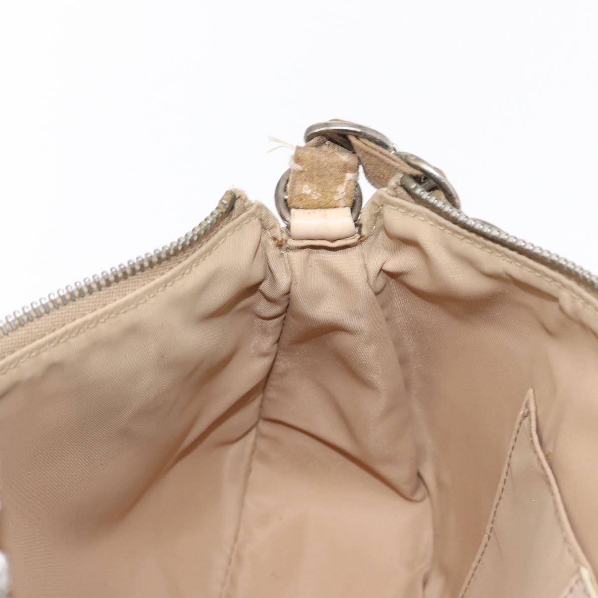 Christian Dior Trotter Canvas Romantic Chain Bag PVC Beige Silver Auth 156005