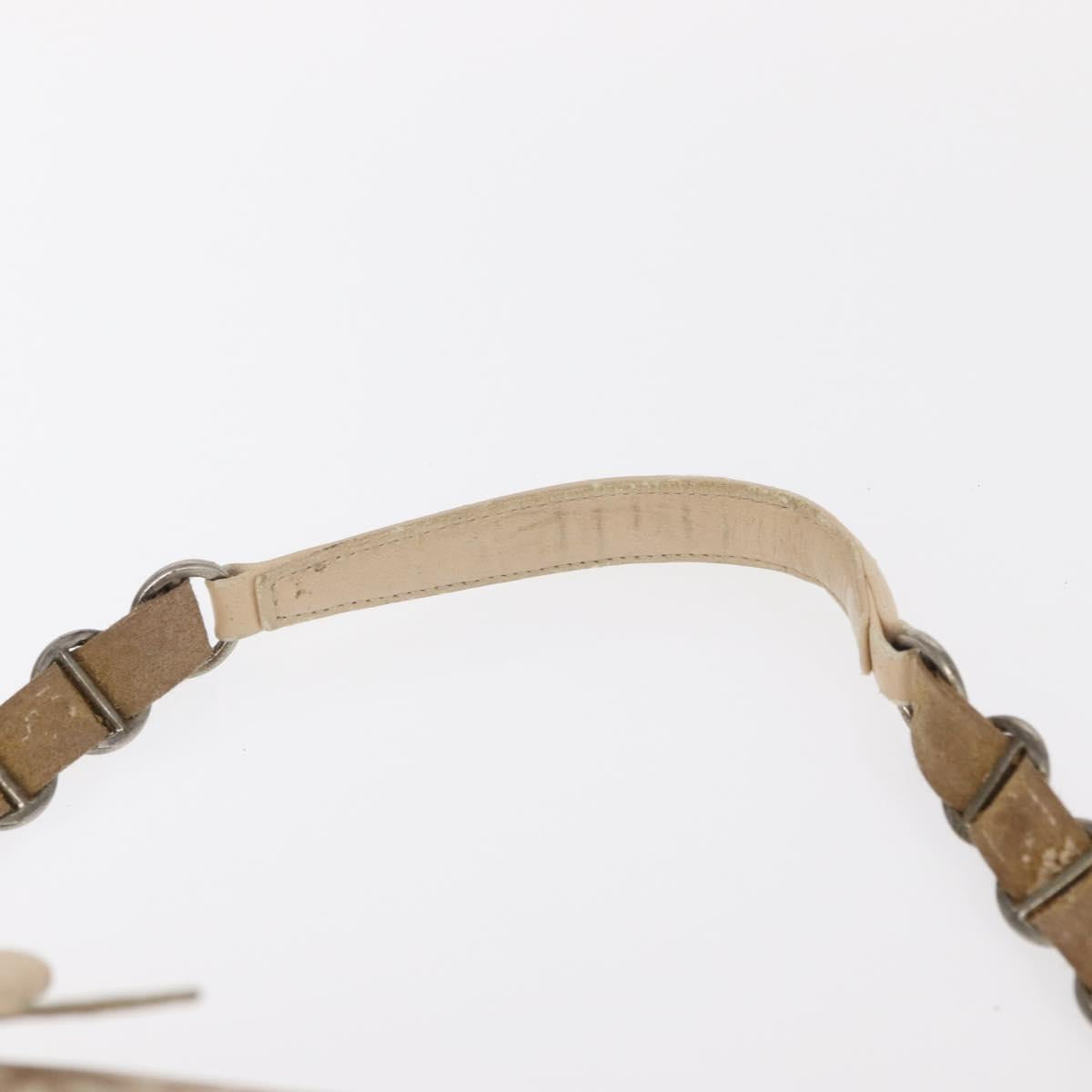 Christian Dior Trotter Canvas Romantic Chain Bag PVC Beige Silver Auth 156005