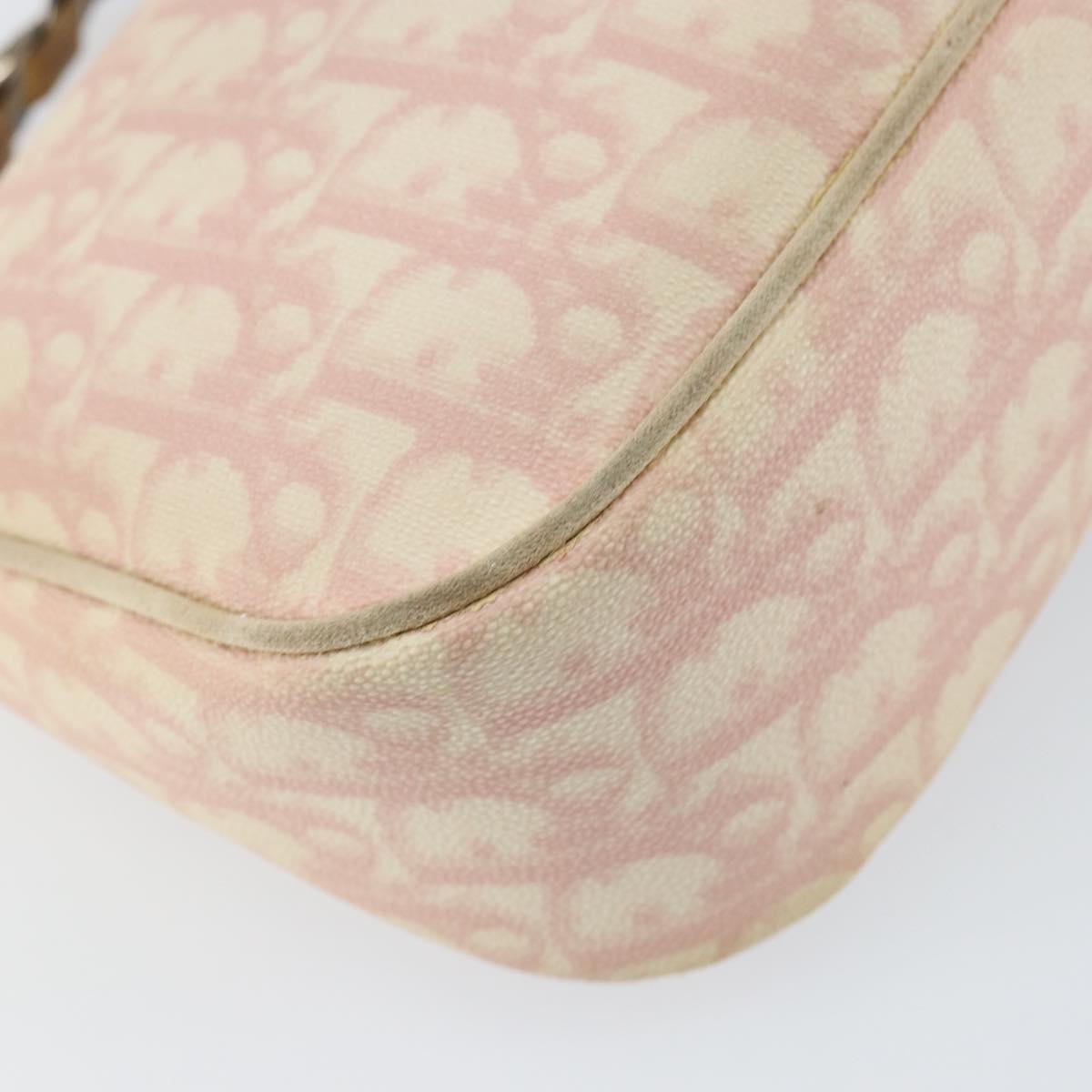 Christian Dior Trotter Canvas Romantic Chain Bag PVC Pink Silver Auth 156006