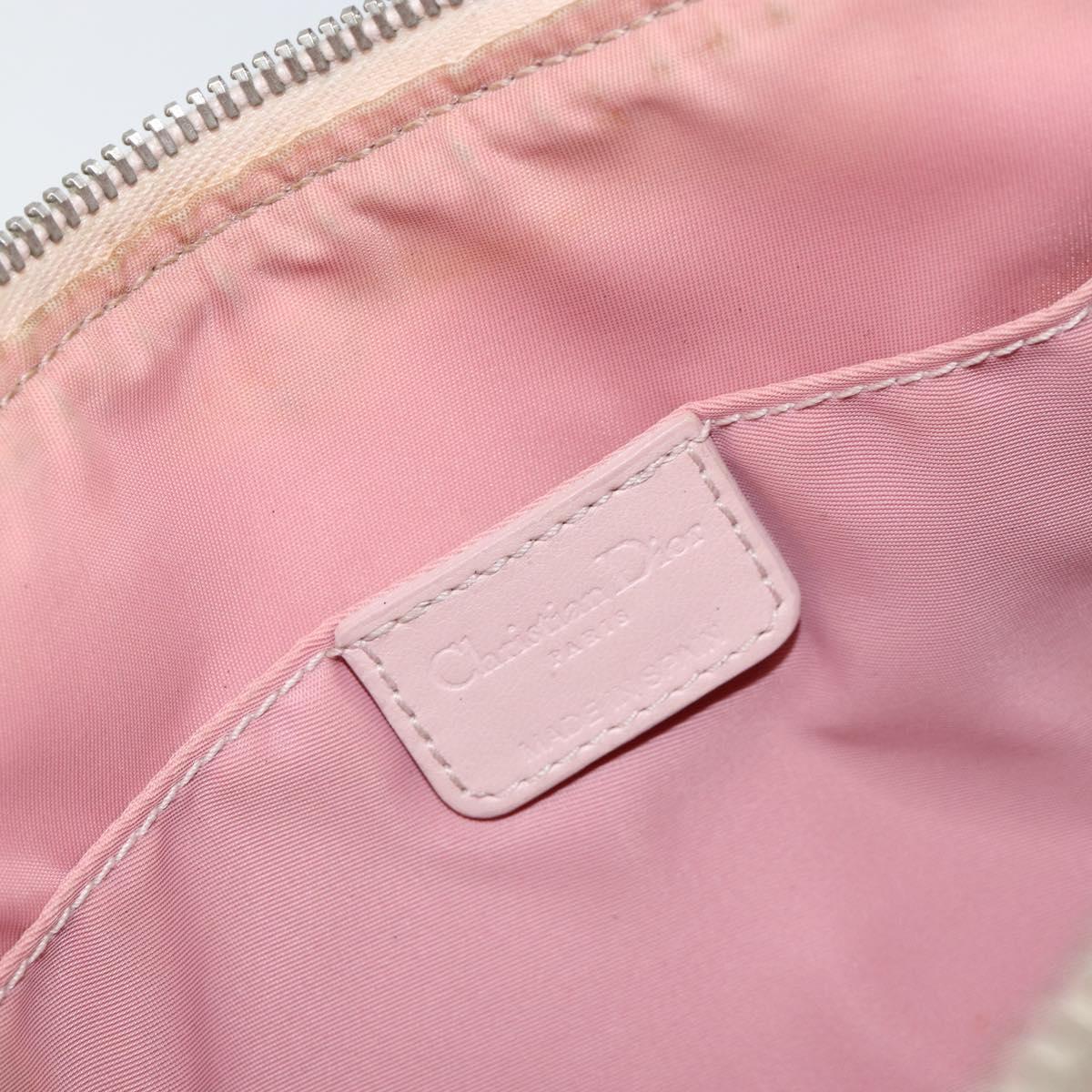 Christian Dior Trotter Canvas Romantic Chain Bag PVC Pink Silver Auth 156006