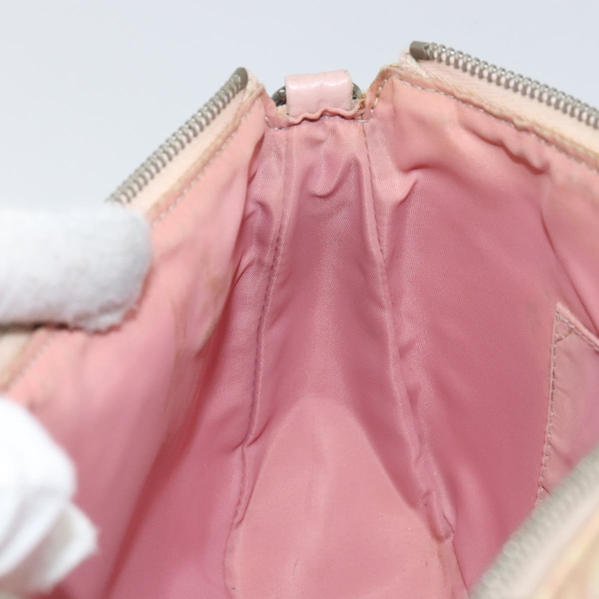 Christian Dior Trotter Canvas Romantic Chain Bag PVC Pink Silver Auth 156006