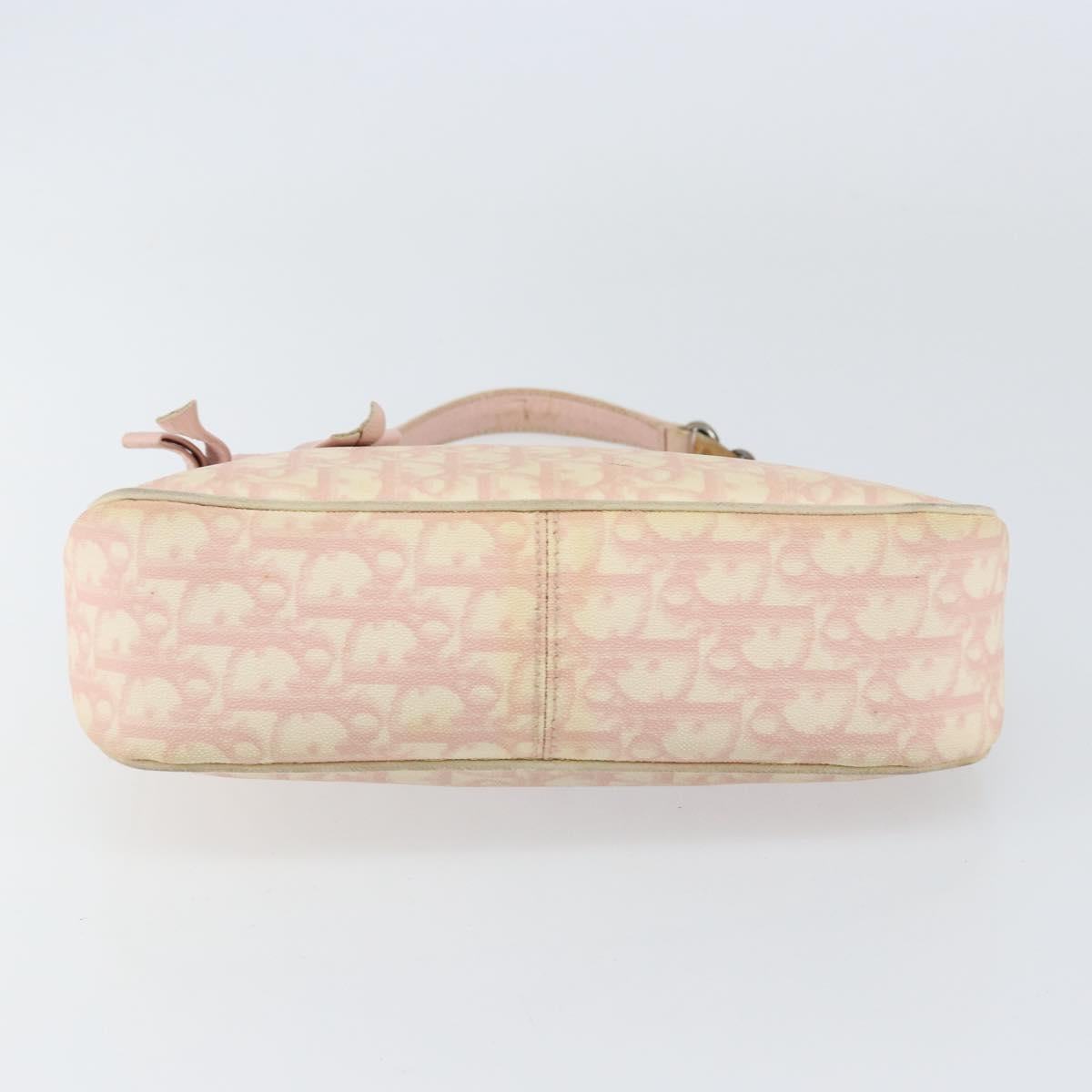 Christian Dior Trotter Canvas Romantic Chain Bag PVC Pink Silver Auth 156006