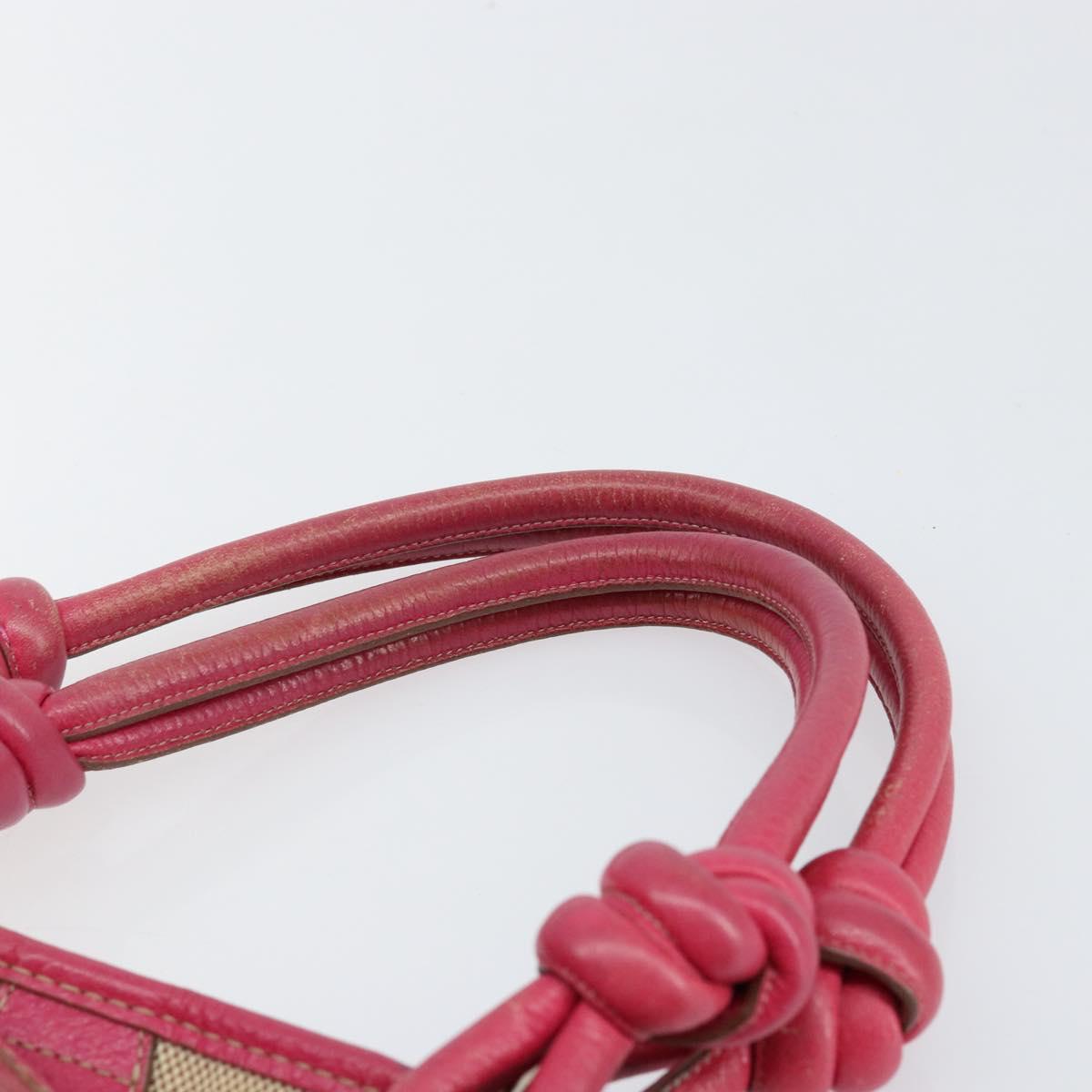 Christian Dior Canage Hand Bag Coated Canvas Pink Silver Auth 156007