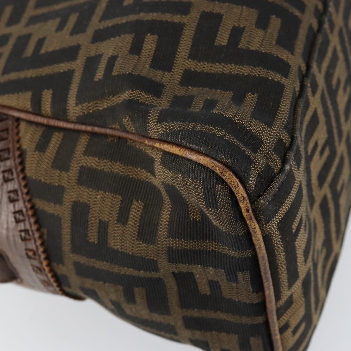 FENDI Zucca Canvas Etnico Hand Bag Black Brown Auth 156008