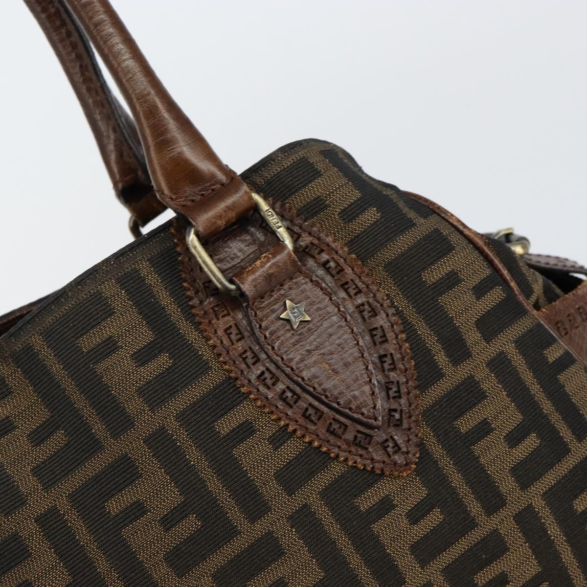 FENDI Zucca Canvas Etnico Hand Bag Black Brown Auth 156008