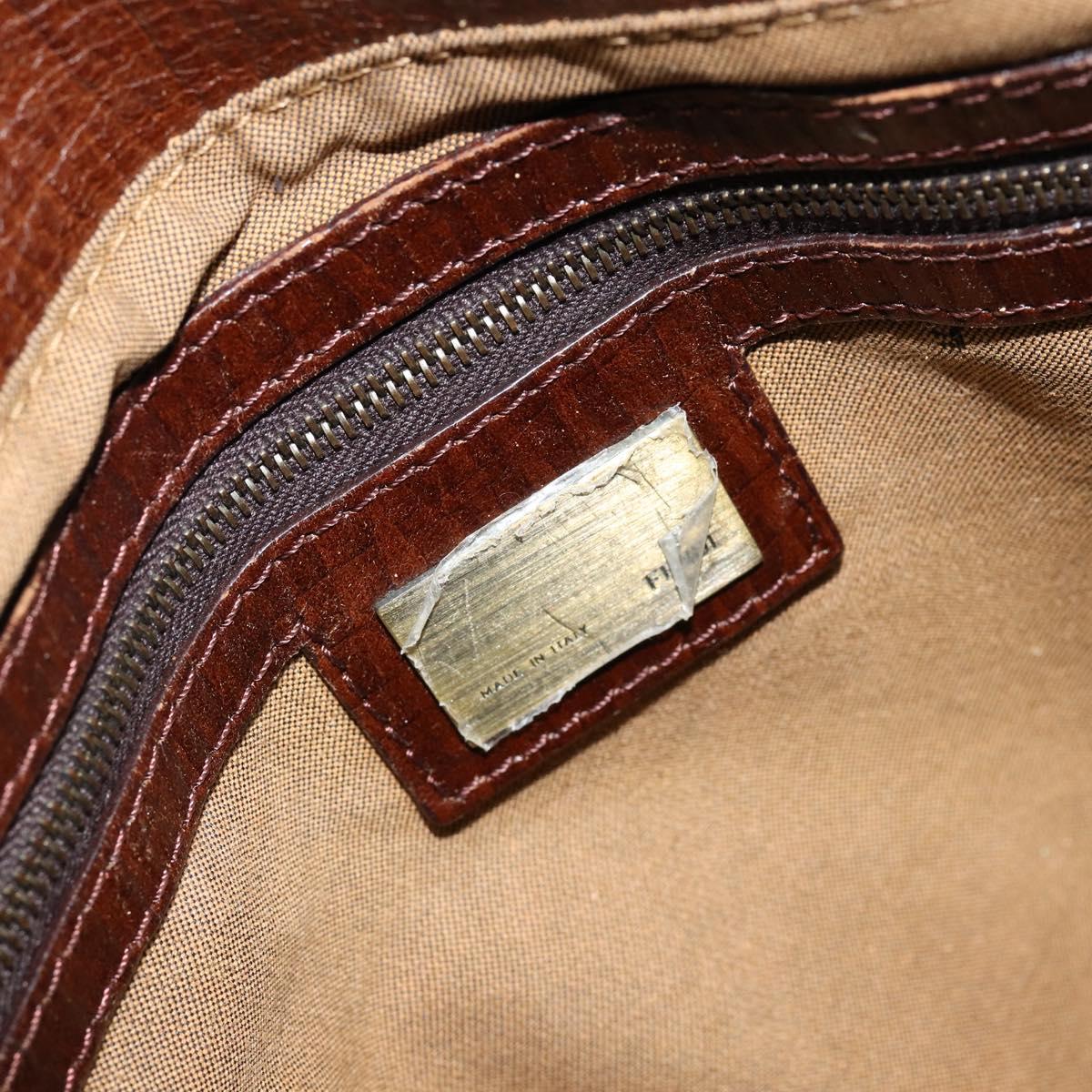 FENDI Zucca Canvas Etnico Hand Bag Black Brown Auth 156008