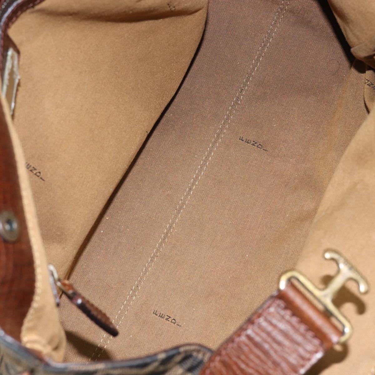 FENDI Zucca Canvas Etnico Hand Bag Black Brown Auth 156008