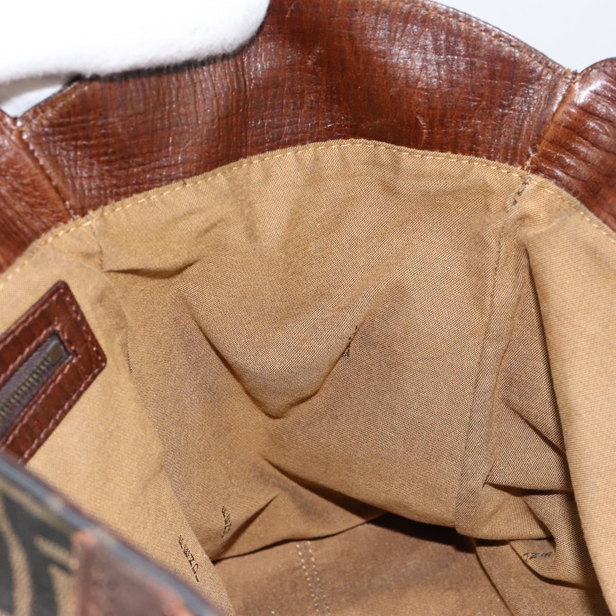 FENDI Zucca Canvas Etnico Hand Bag Black Brown Auth 156008