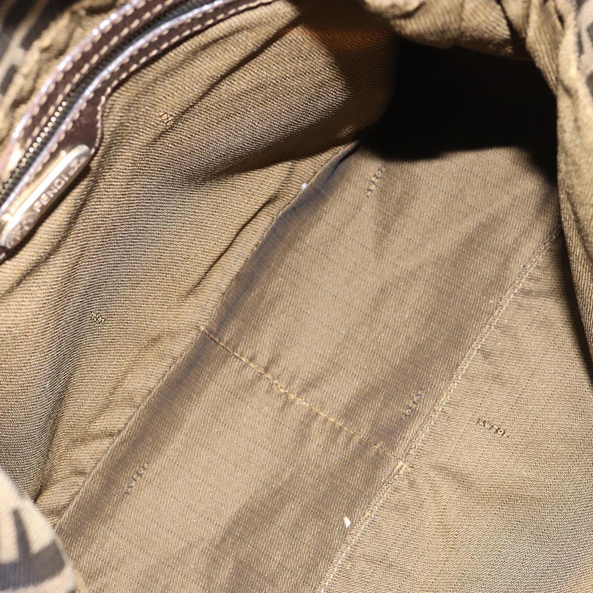 FENDI Zucca Canvas Shoulder Bag Black Brown Auth 156011