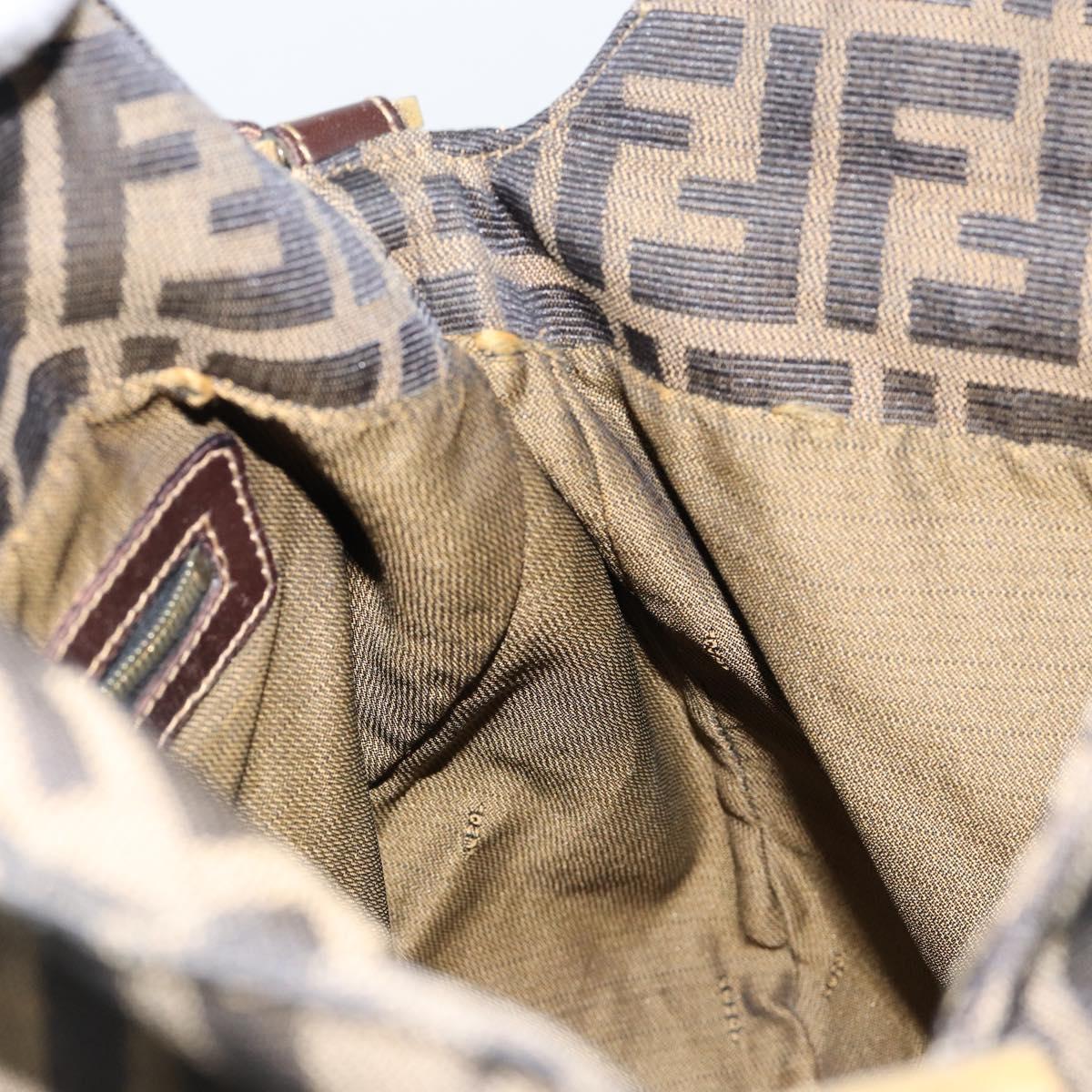 FENDI Zucca Canvas Shoulder Bag Black Brown Auth 156011