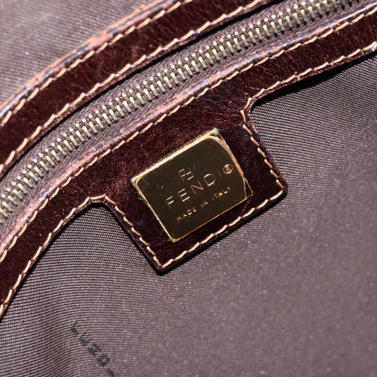 FENDI Zucchino Canvas Boston Bag Beige Gold Auth 156012