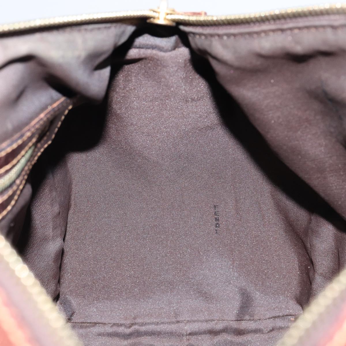 FENDI Zucchino Canvas Boston Bag Beige Gold Auth 156012