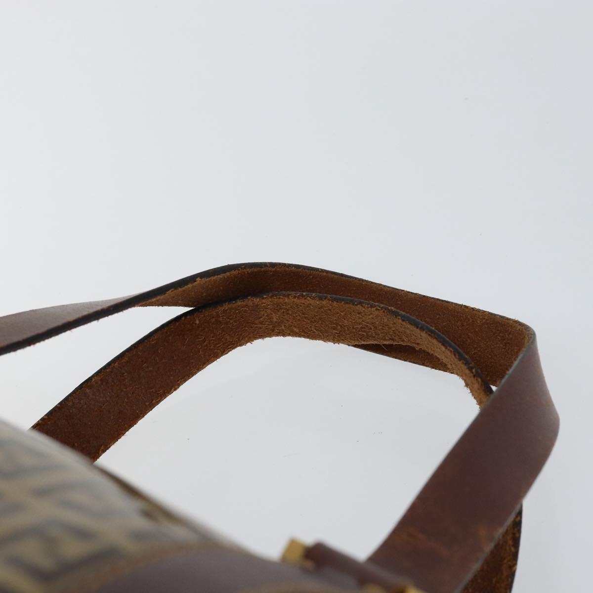 FENDI Zucchino Canvas Boston Bag Beige Gold Auth 156012