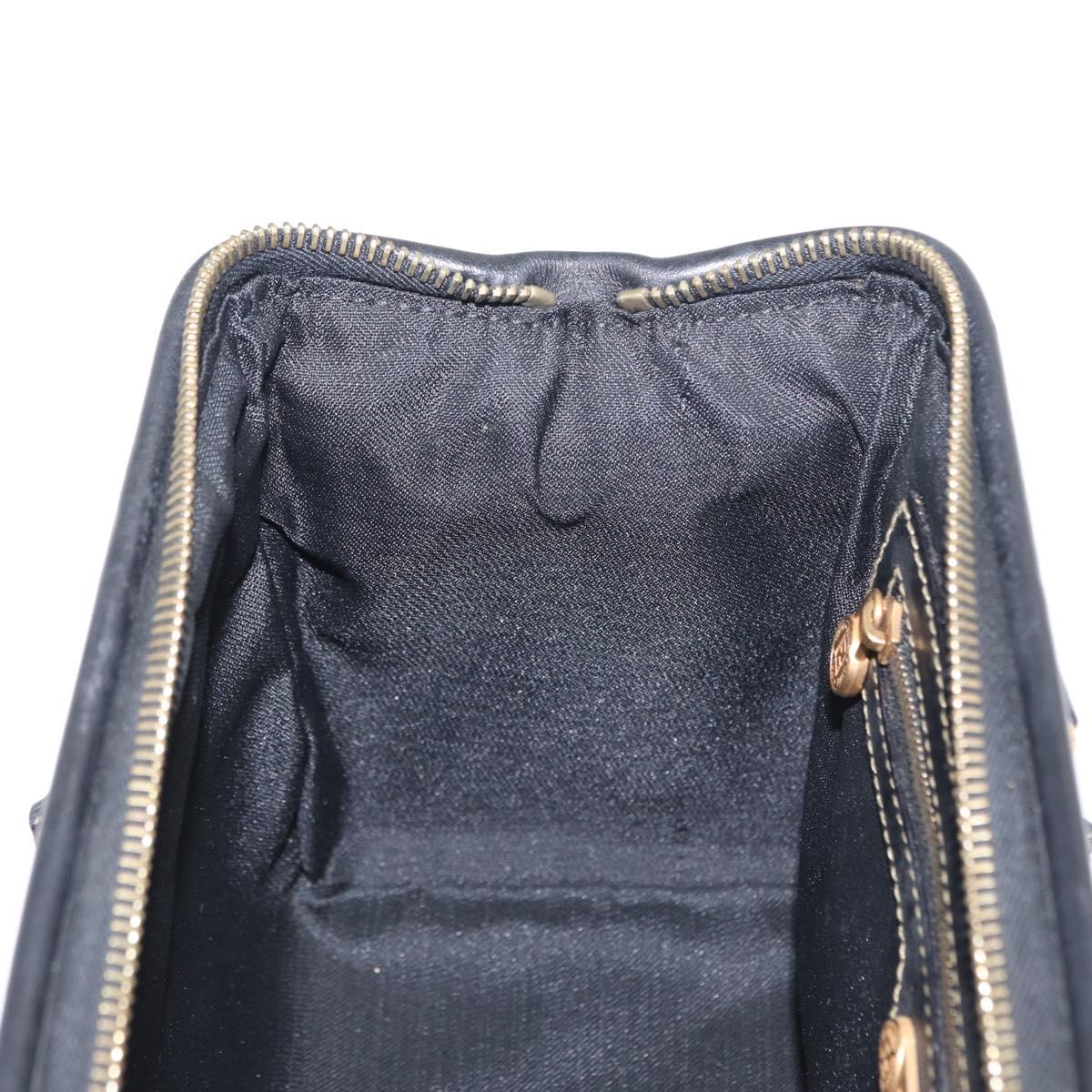FENDI Pecan Canvas Boston Bag Black Brown gold Auth 156014