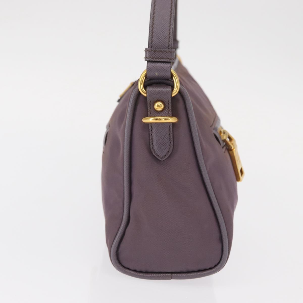 PRADA Shoulder Bag Nylon Gold Purple Auth 156015