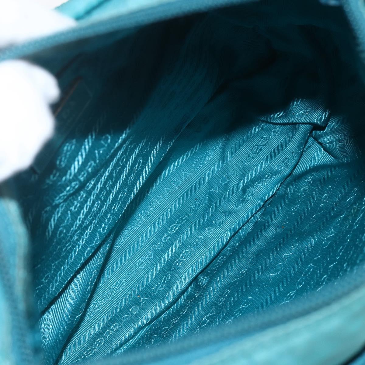 PRADA Shoulder Bag Nylon Turquoise Blue Silver Auth 156016
