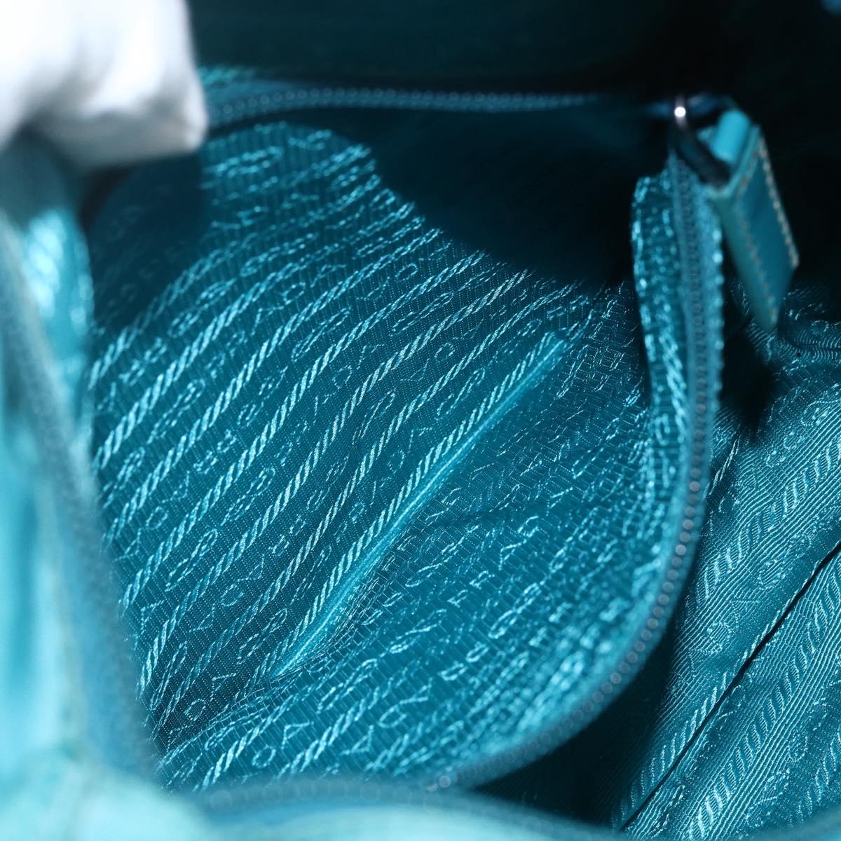 PRADA Shoulder Bag Nylon Turquoise Blue Silver Auth 156016