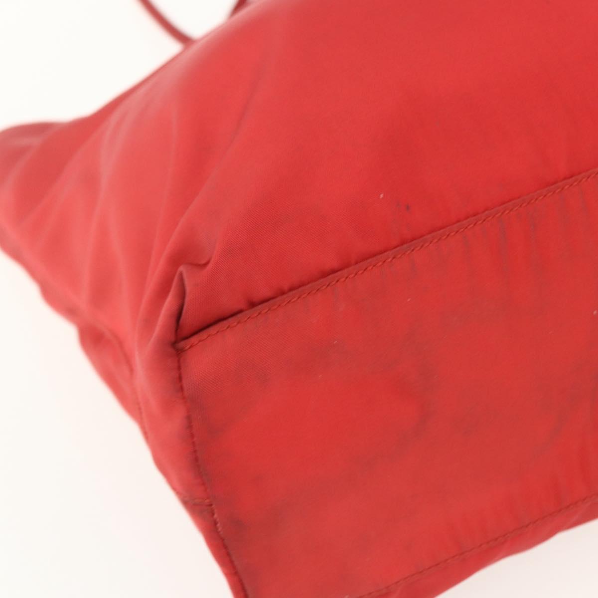 PRADA Tote Bag Nylon Red Silver Auth 156017