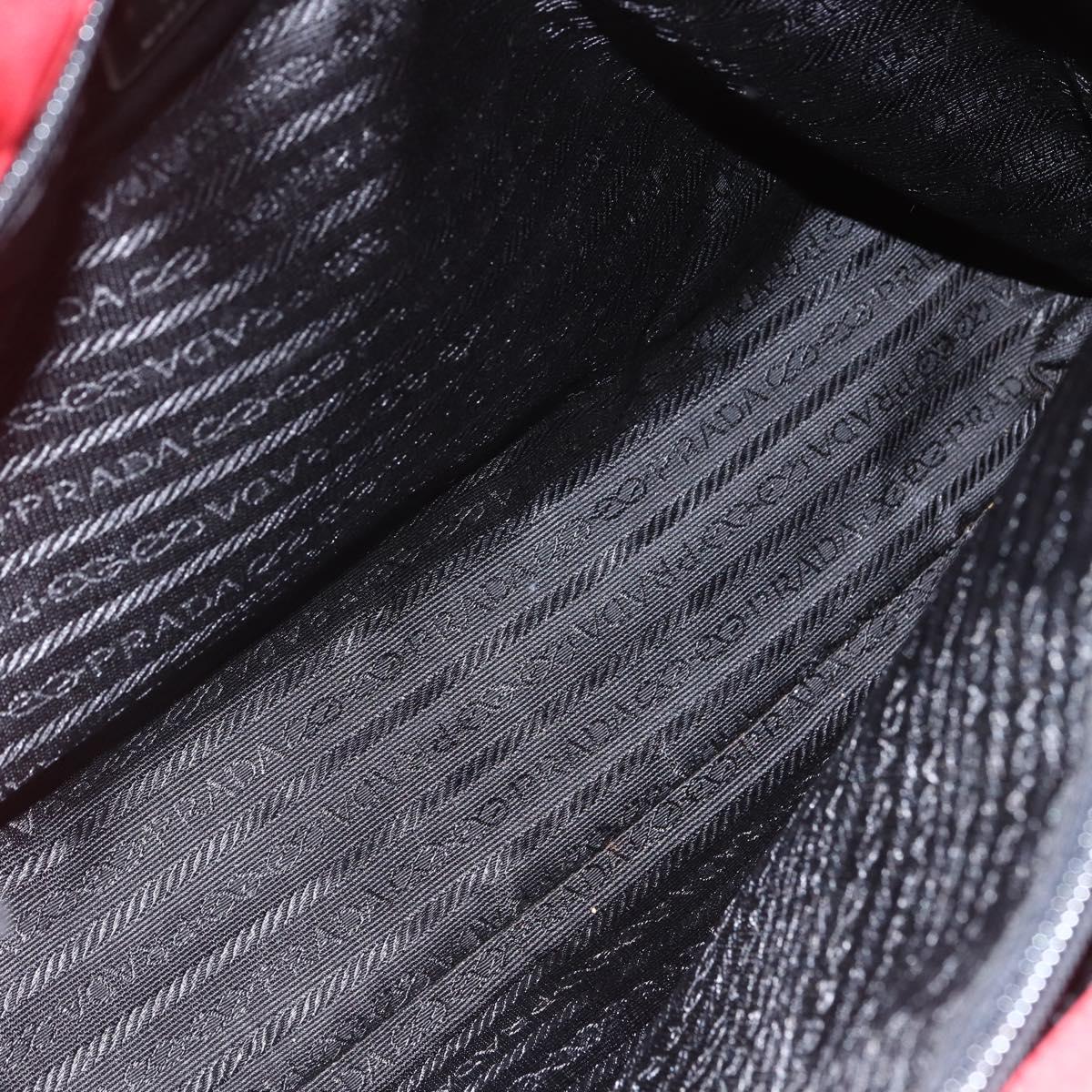 PRADA Tote Bag Nylon Red Silver Auth 156017