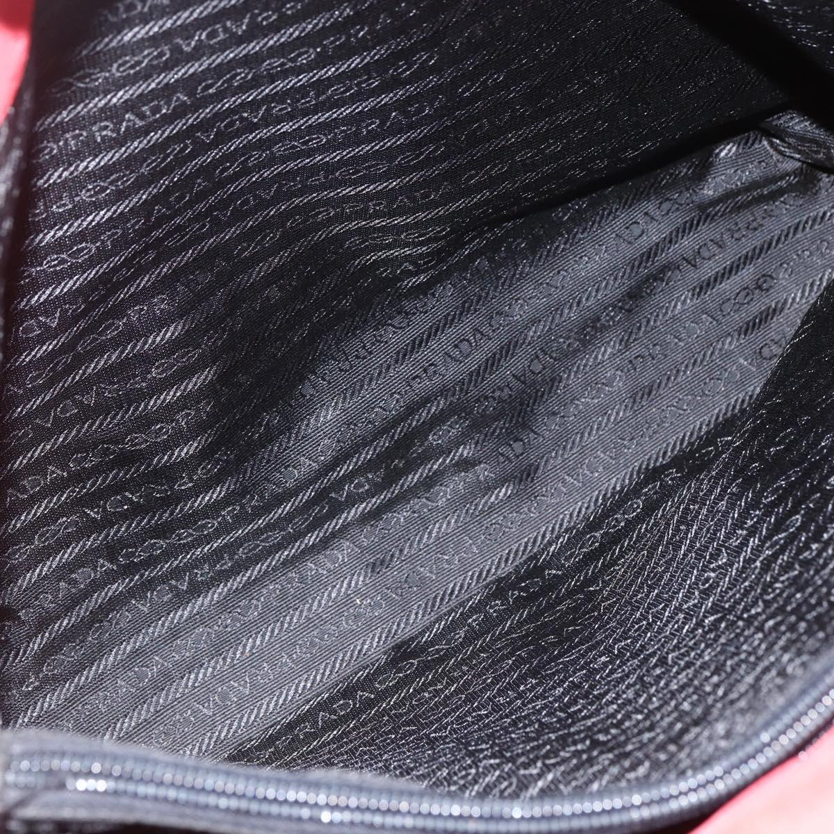 PRADA Tote Bag Nylon Red Silver Auth 156017