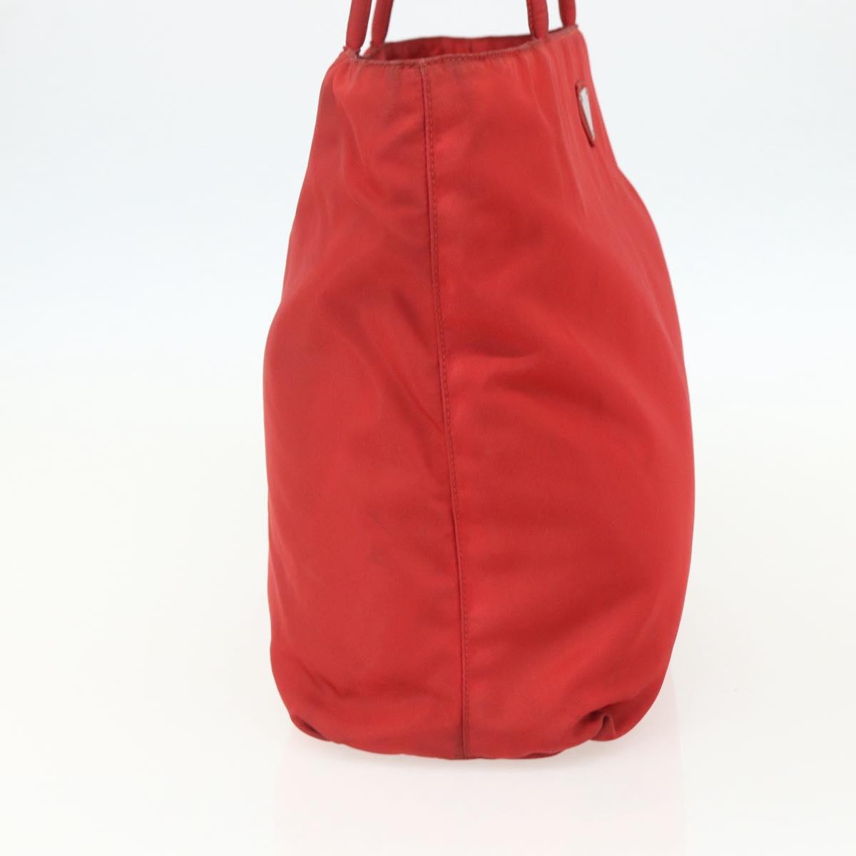 PRADA Tote Bag Nylon Red Silver Auth 156017