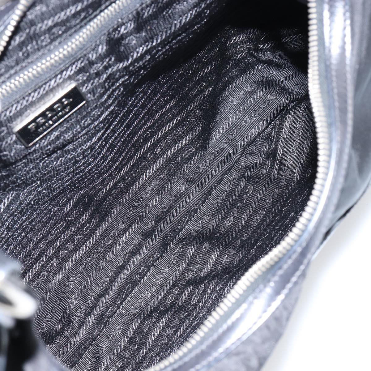 PRADA Shoulder Bag Nylon Black Silver Auth 156018