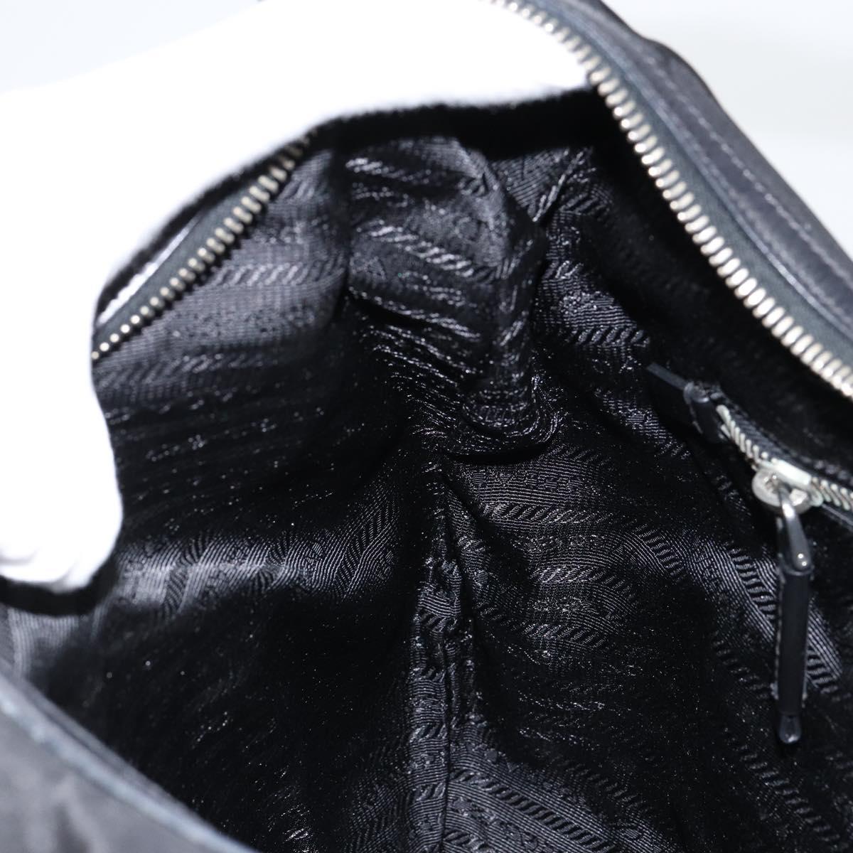 PRADA Shoulder Bag Nylon Black Silver Auth 156018