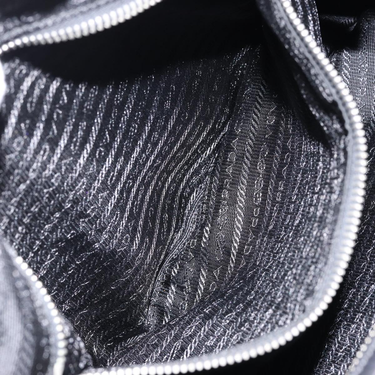 PRADA Shoulder Bag Nylon Black Silver Auth 156018