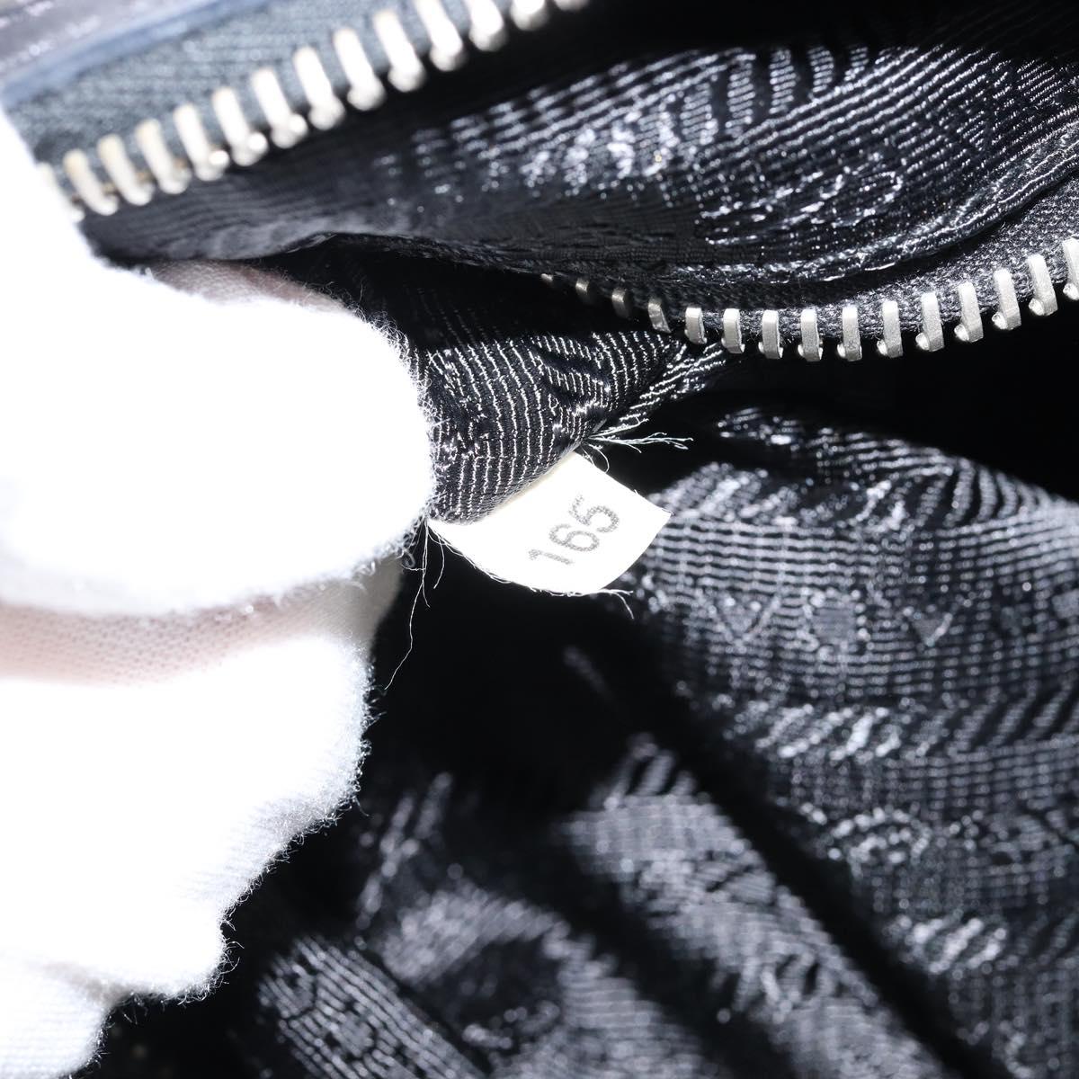 PRADA Shoulder Bag Nylon Black Silver Auth 156018