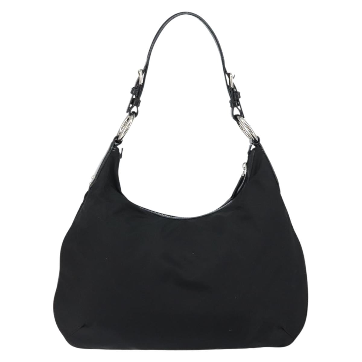 PRADA Shoulder Bag Nylon Black Silver Auth 156018