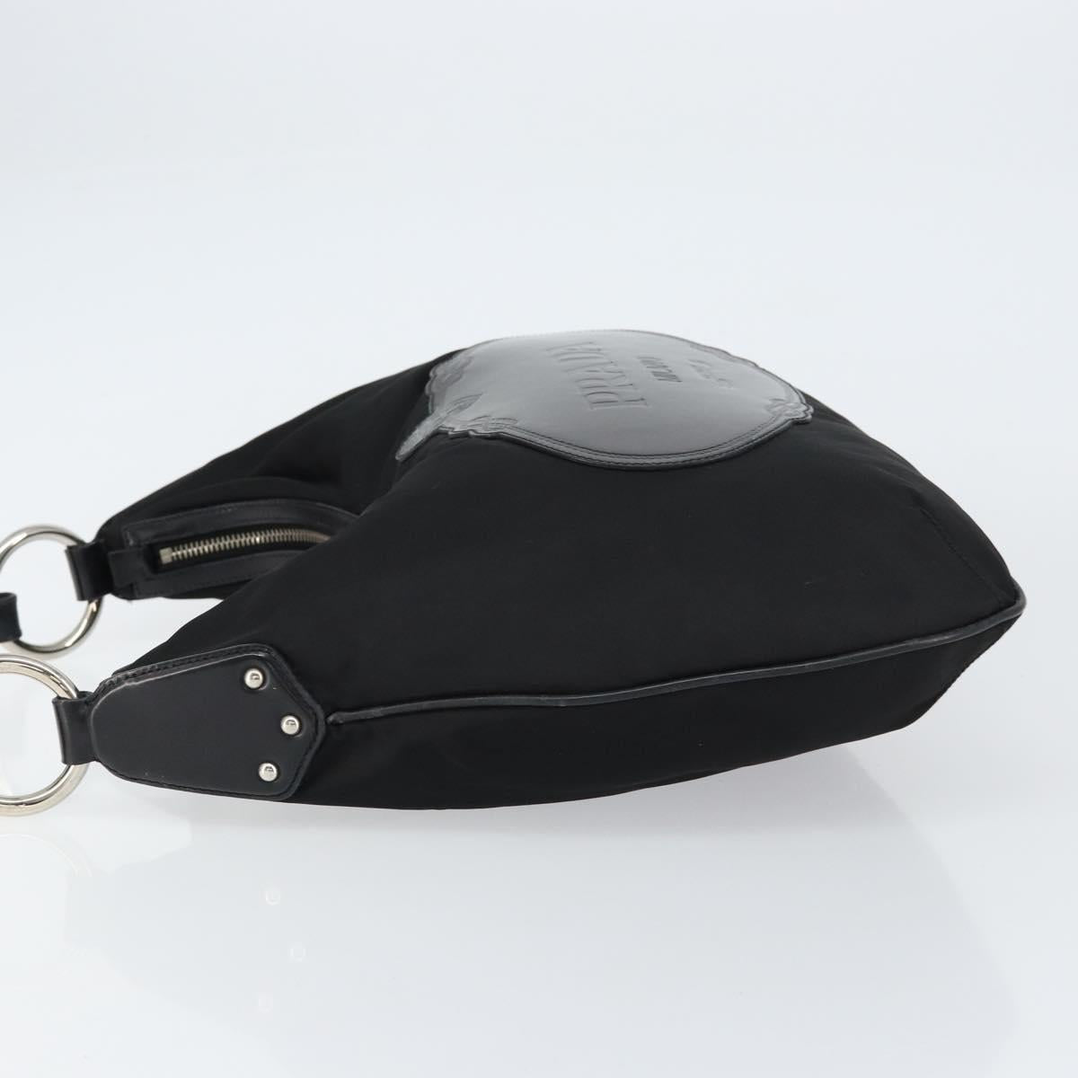 PRADA Shoulder Bag Nylon Black Silver Auth 156018