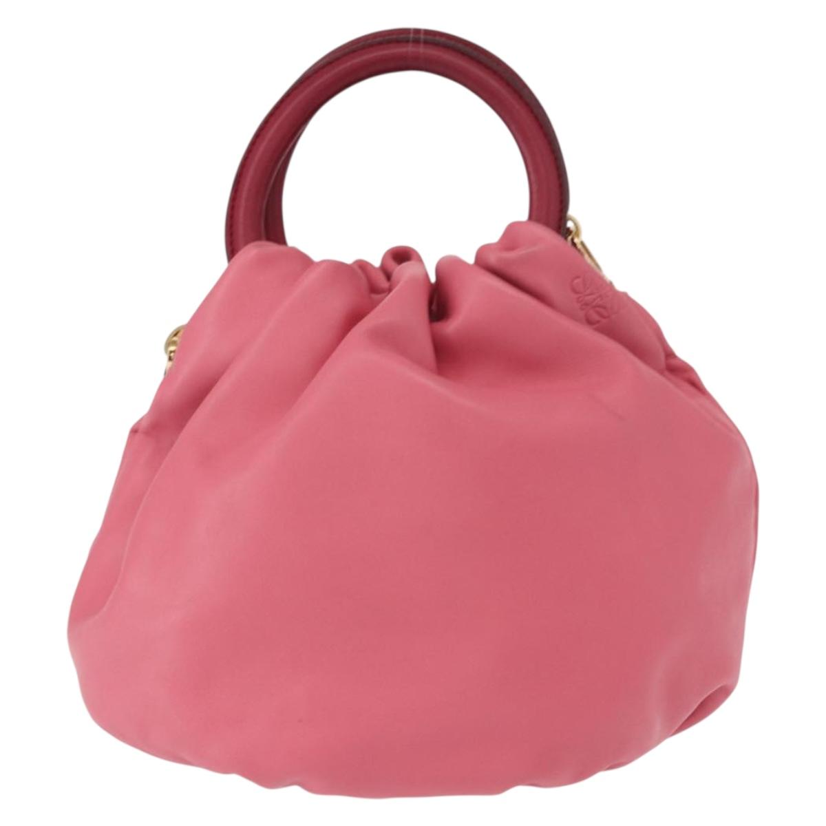 LOEWE Bounce bag Hand Bag Leather 2way Pink Gold Auth 156019