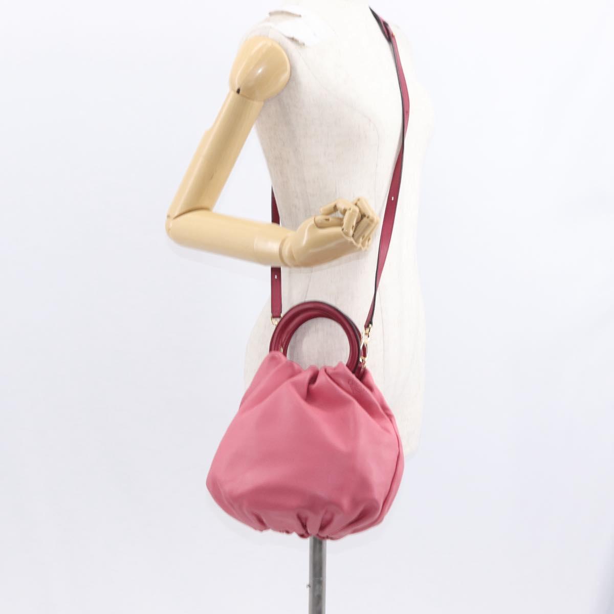 LOEWE Bounce bag Hand Bag Leather 2way Pink Gold Auth 156019