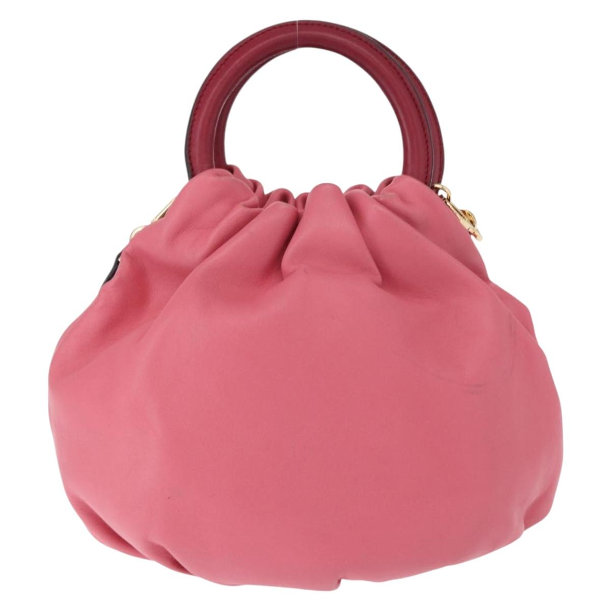 LOEWE Bounce bag Hand Bag Leather 2way Pink Gold Auth 156019