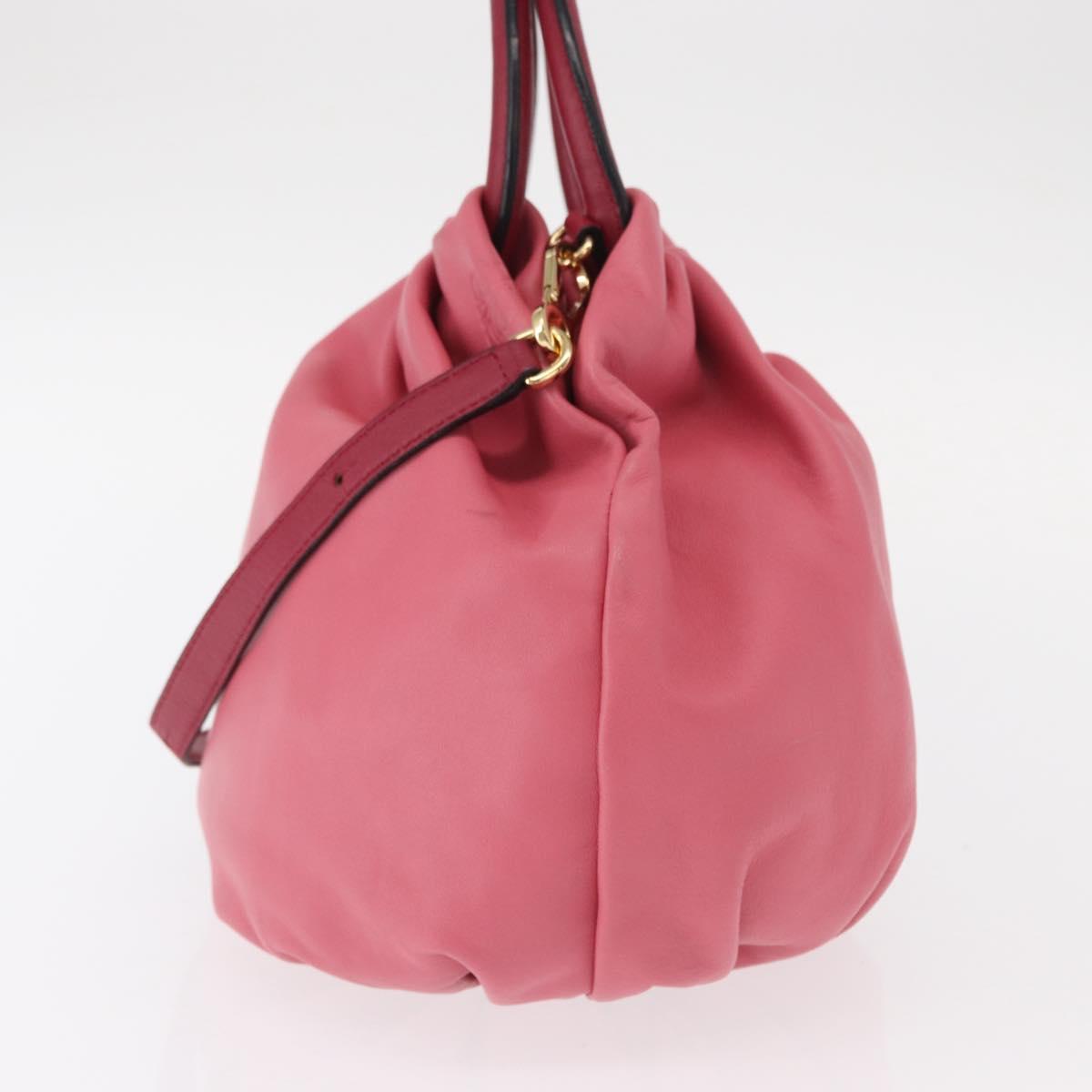 LOEWE Bounce bag Hand Bag Leather 2way Pink Gold Auth 156019