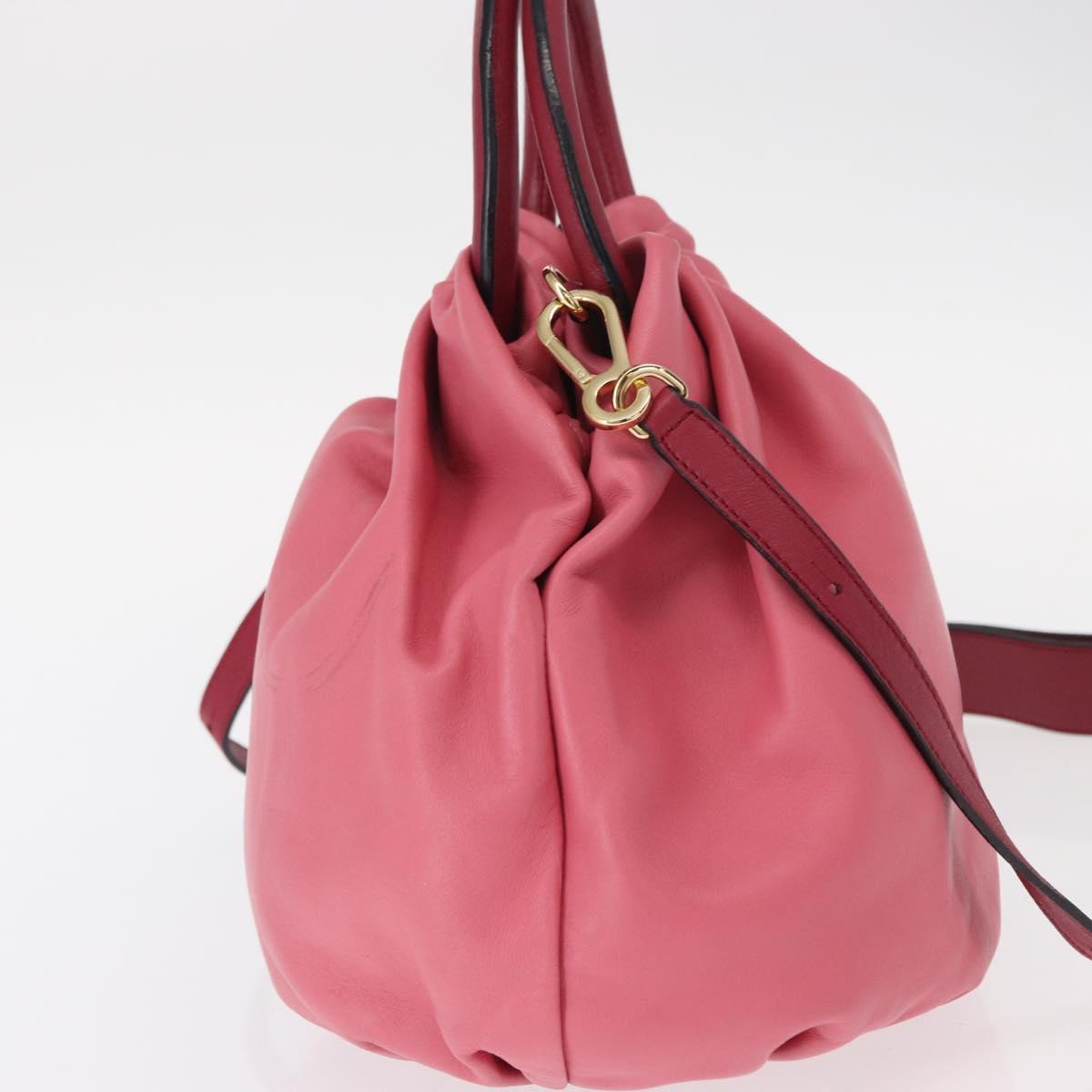 LOEWE Bounce bag Hand Bag Leather 2way Pink Gold Auth 156019