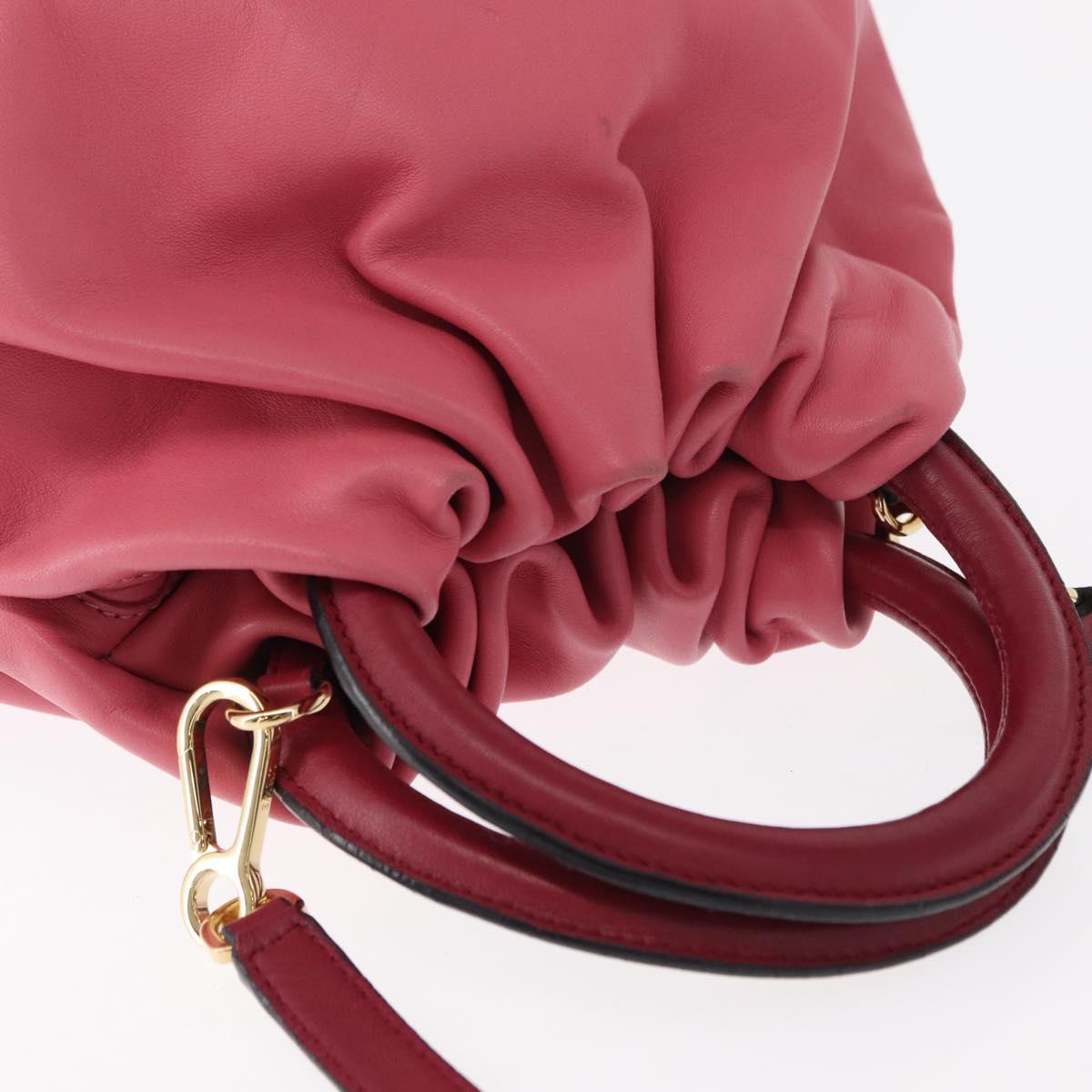 LOEWE Bounce bag Hand Bag Leather 2way Pink Gold Auth 156019