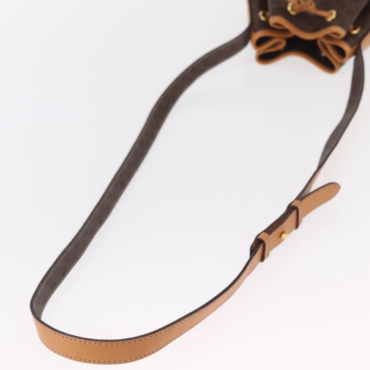 CELINE Macadam Canvas Shoulder Bag PVC Leather Brown Gold Auth 156021