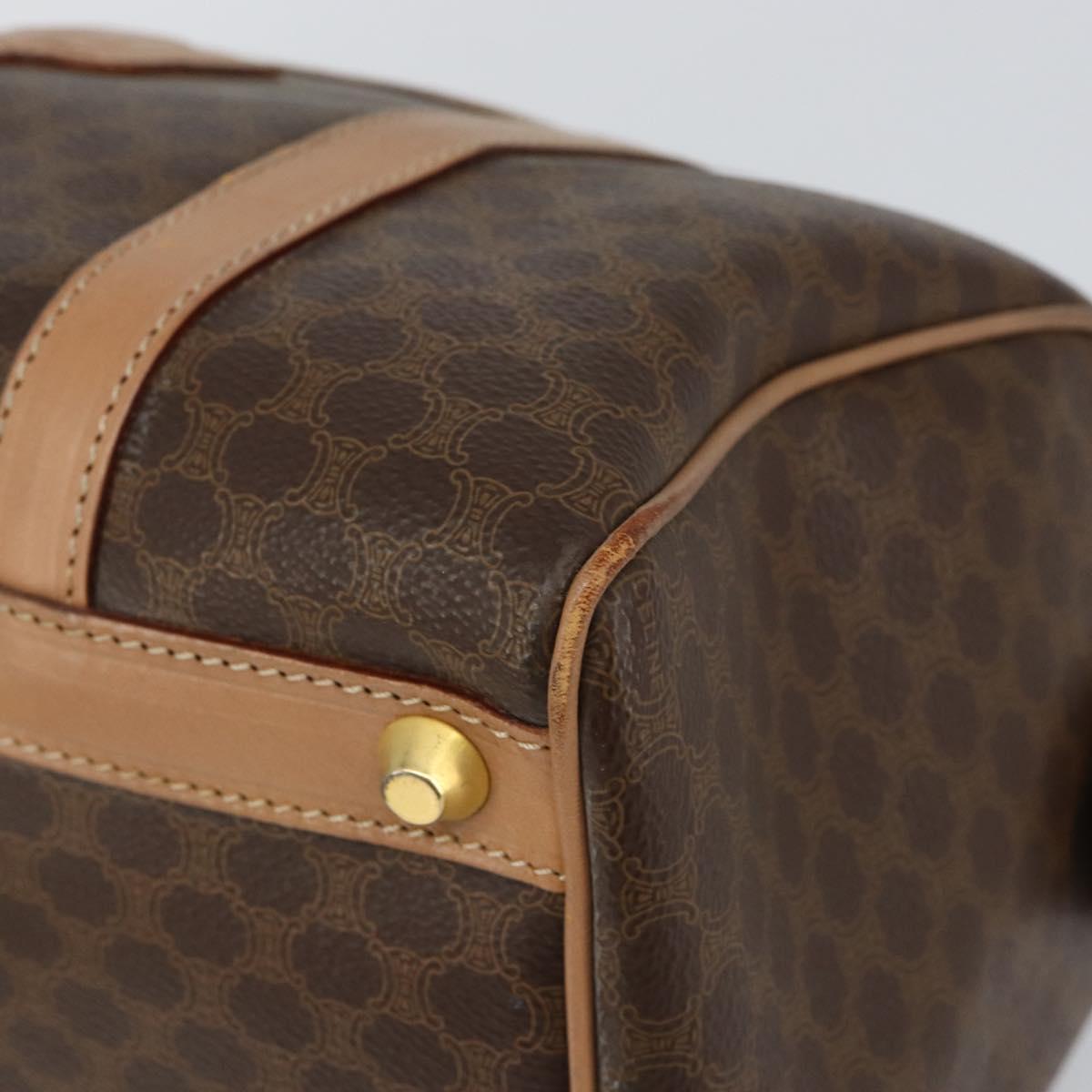 CELINE Macadam Canvas Boston Bag PVC Brown Gold Auth 156023